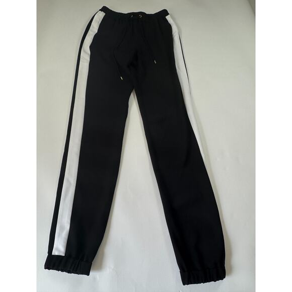 Michael Kors Women’s Black White Stripe Track Pants XS Joggers Drawstring Waist - Picture 1 of 7